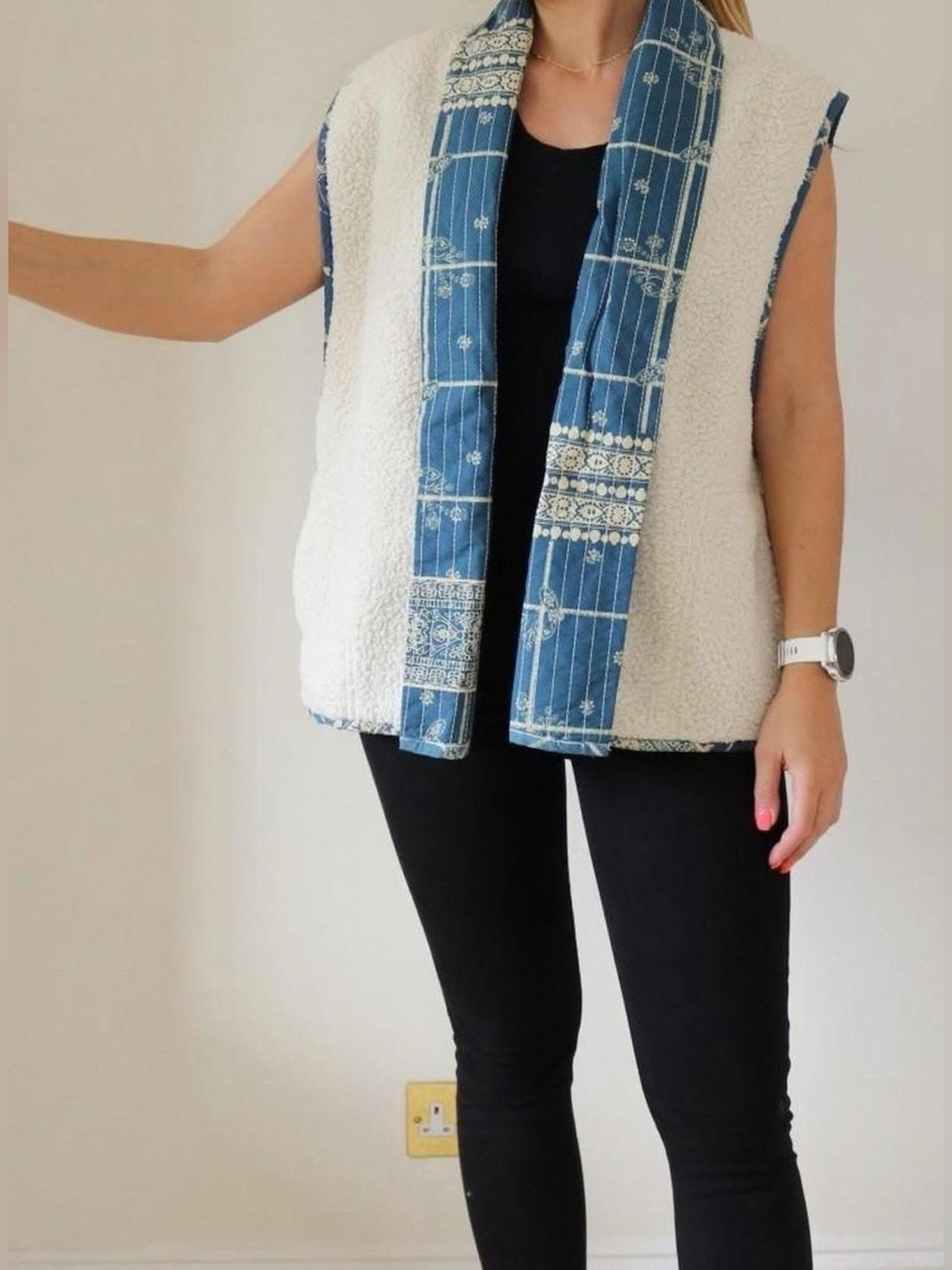 Free People Vera Patch Plaid Sherpa Vest